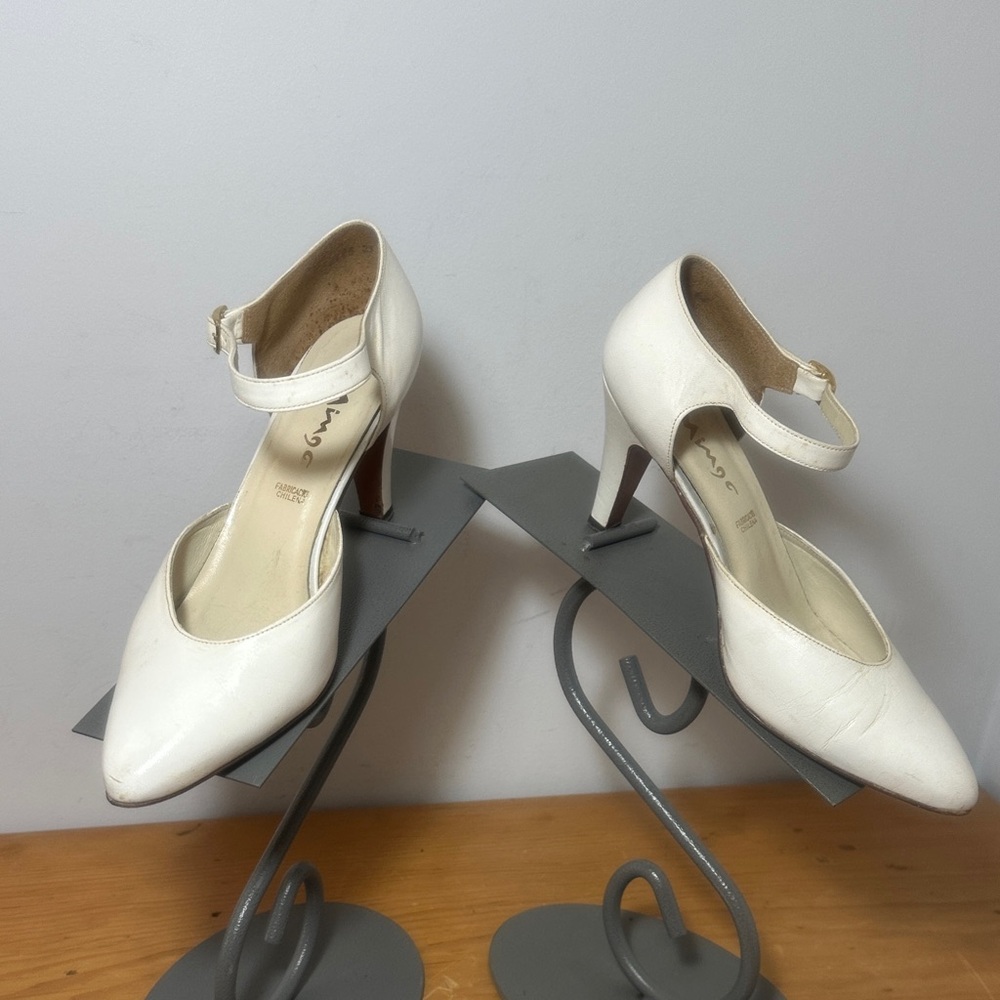 Chic White Women's Heels with Ankle Strap
